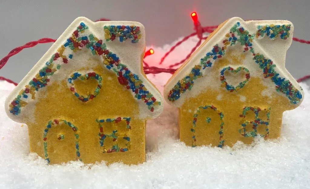 Gingerbread House Bath Bomb with Gingerbread Man Soap Inside