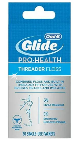 Glide Threader Floss, 30-Count Boxes of Single-Use Packets