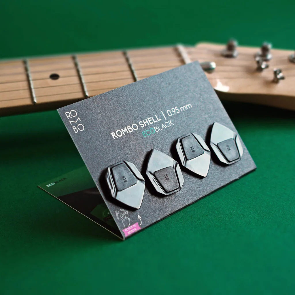 Guitar Pick Set Rombo Shell Eco-Black (4 Guitar Picks) - 0.95 mm