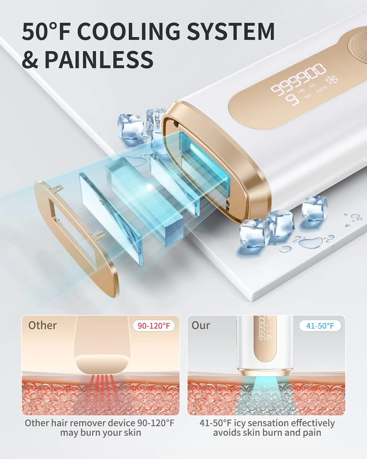 Hair Removal, Laser Hair Removal with Cooling for Women and Men, AMOTAOS 3-in-1 At-Home Permanent Hair Removal Device 9 Levels Upgrade 999900 Flashes for Face Armpit Arm Bikini Line Leg Whole Body