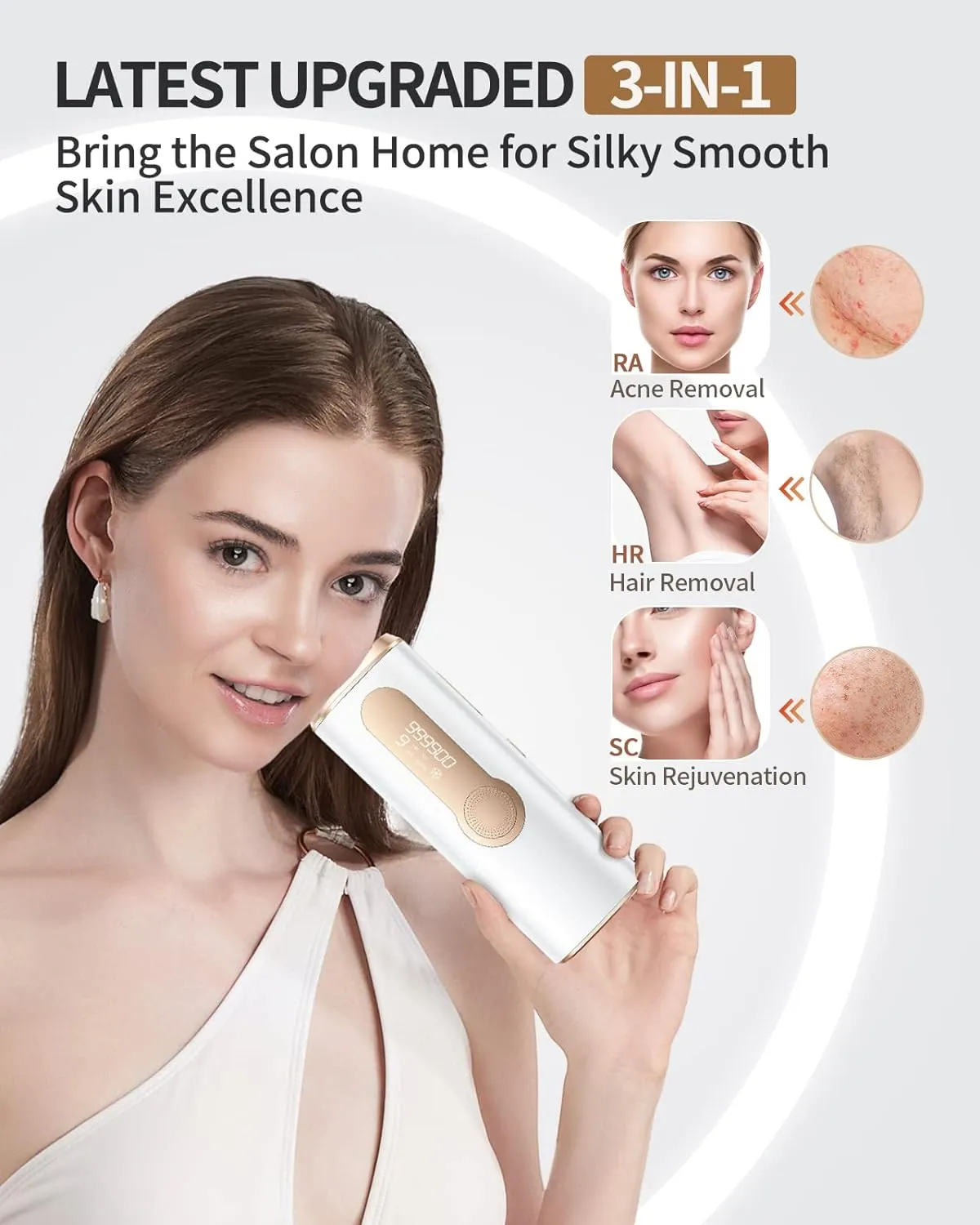 Hair Removal, Laser Hair Removal with Cooling for Women and Men, AMOTAOS 3-in-1 At-Home Permanent Hair Removal Device 9 Levels Upgrade 999900 Flashes for Face Armpit Arm Bikini Line Leg Whole Body