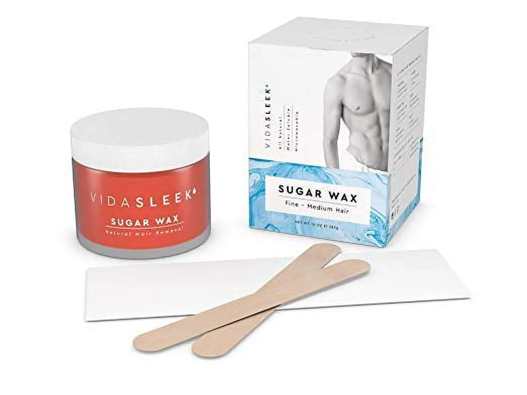 Hair Removal Sugar Waxing Kit Men   Women, All Natural (10 oz)