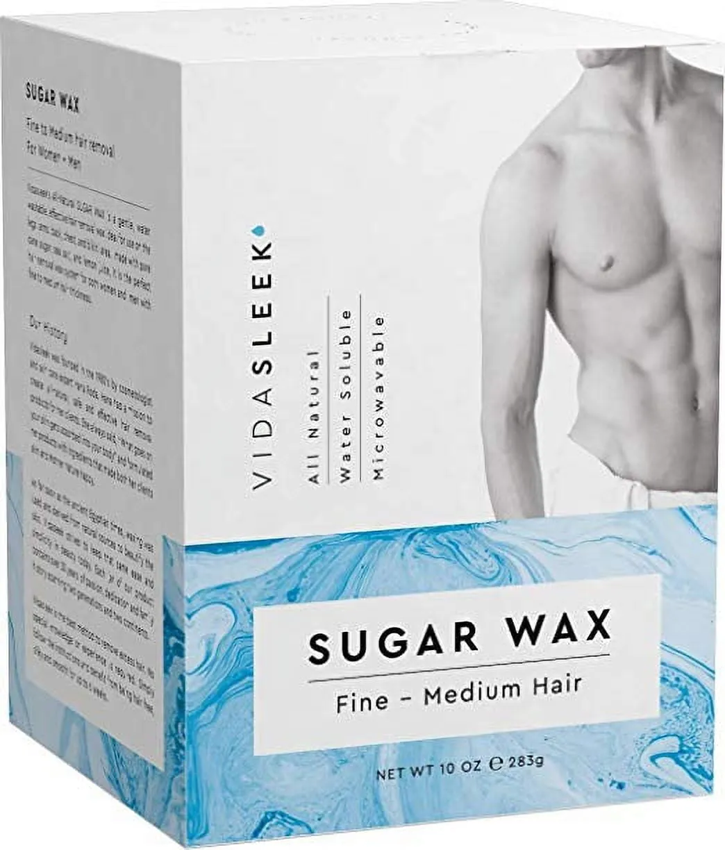 Hair Removal Sugar Waxing Kit Men   Women, All Natural (10 oz)