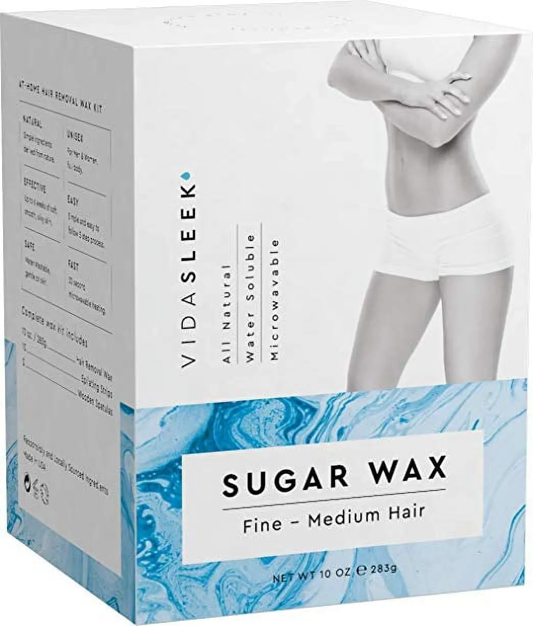 Hair Removal Sugar Waxing Kit Men   Women, All Natural (10 oz)