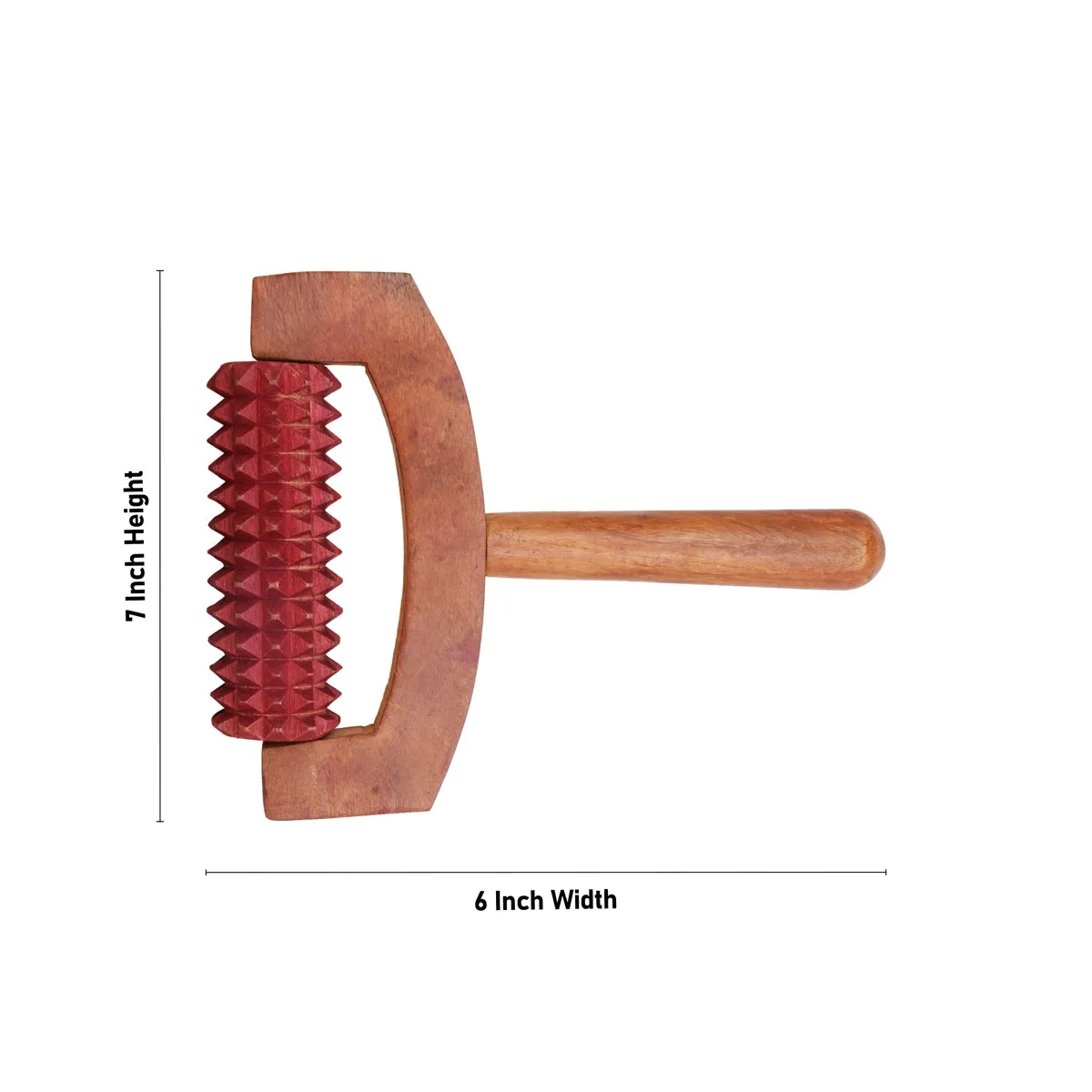 Hand Massager With Handle - 7 x 6 Inches | Hand Roller/ Wooden Massager for Pain Relief