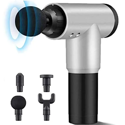 Handheld Electric Deep Tissue Percussion Muscle Body Massager Gun with 6-speed, for Pain and Stress Relief with 4 Massage Head