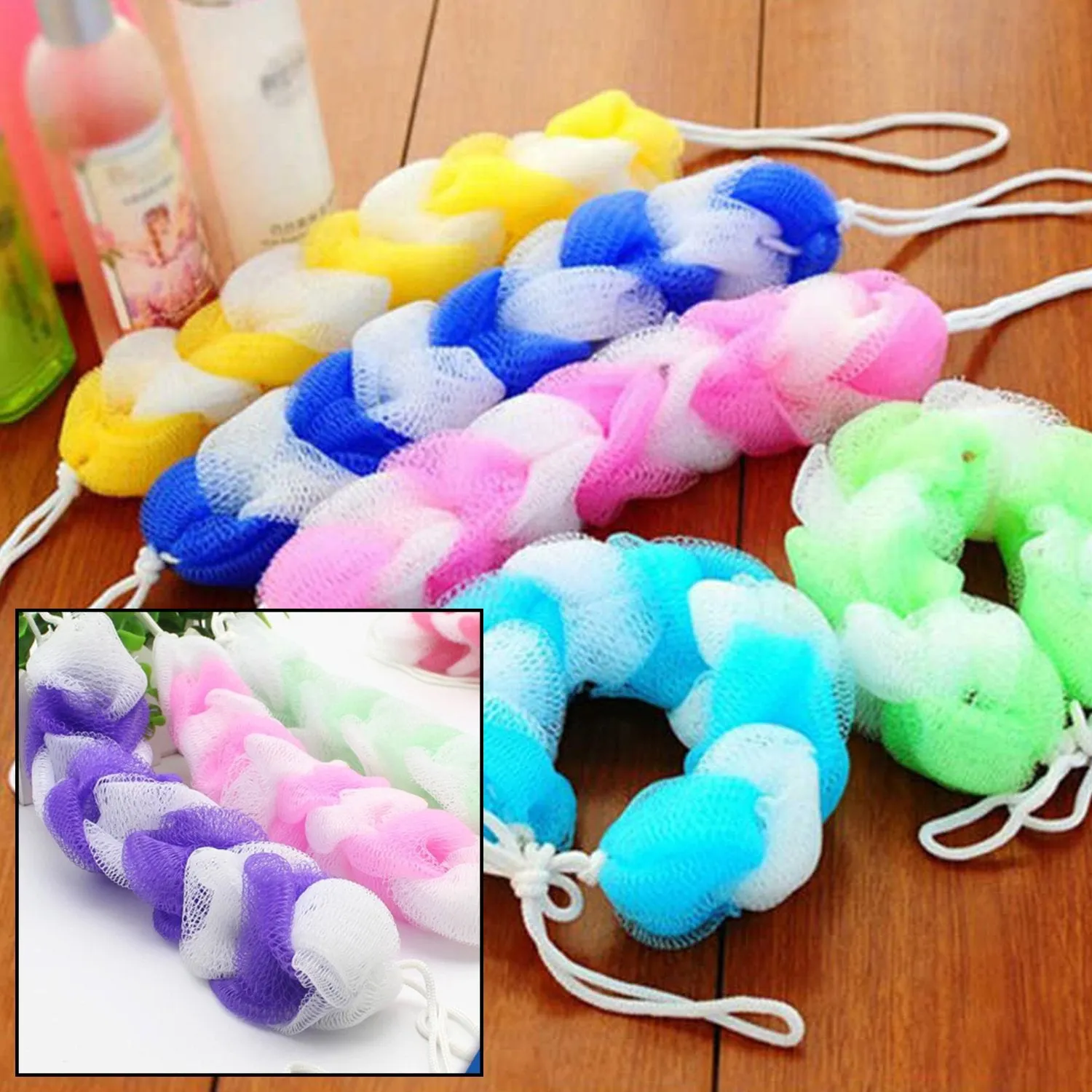 Hanging Bath Shower Loofah Sponge, Small (6 Pcs)