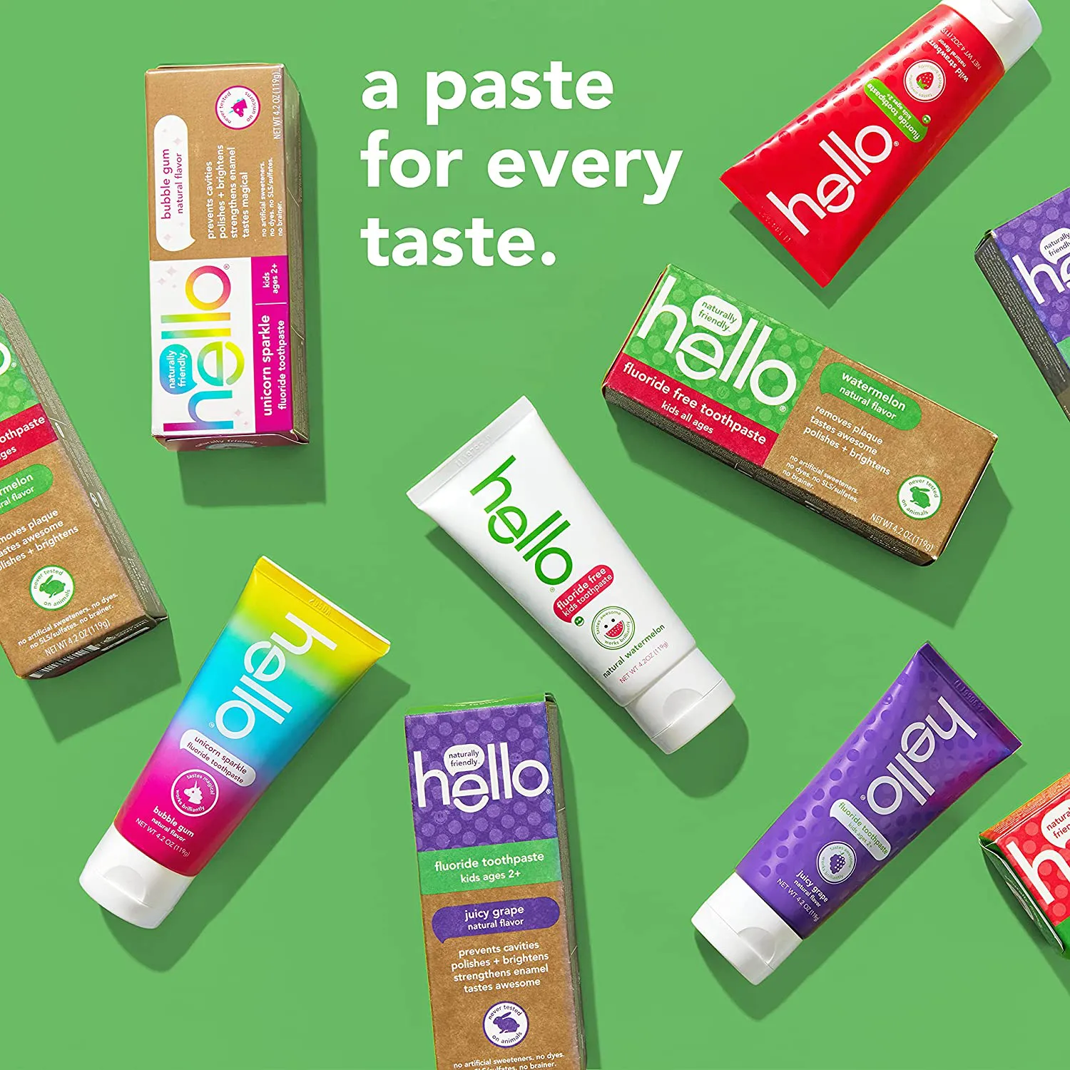 Hello Oral Care Kids Fluoride Free and SLS Free Toothpaste, Natural Watermelon, 4.2 Ounce