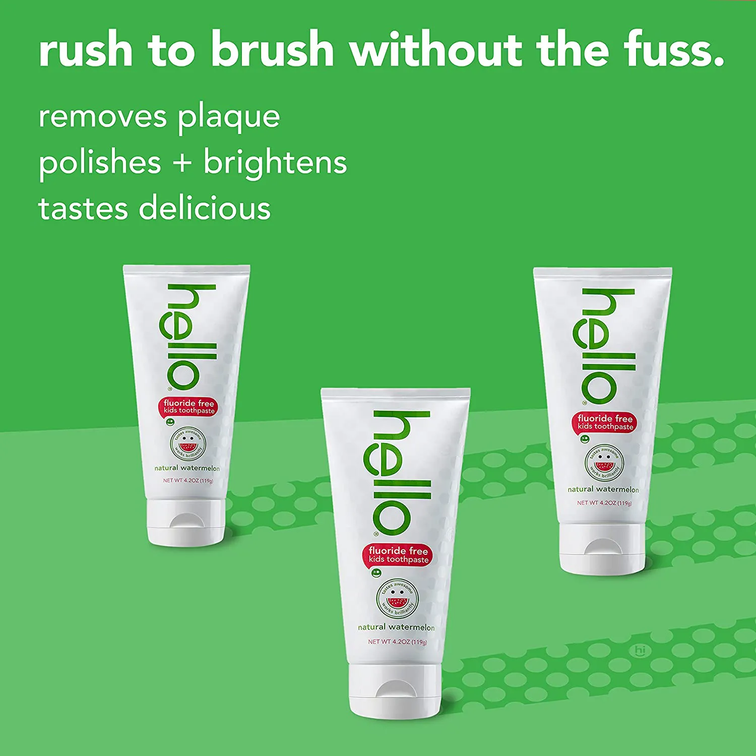 Hello Oral Care Kids Fluoride Free and SLS Free Toothpaste, Natural Watermelon, 4.2 Ounce