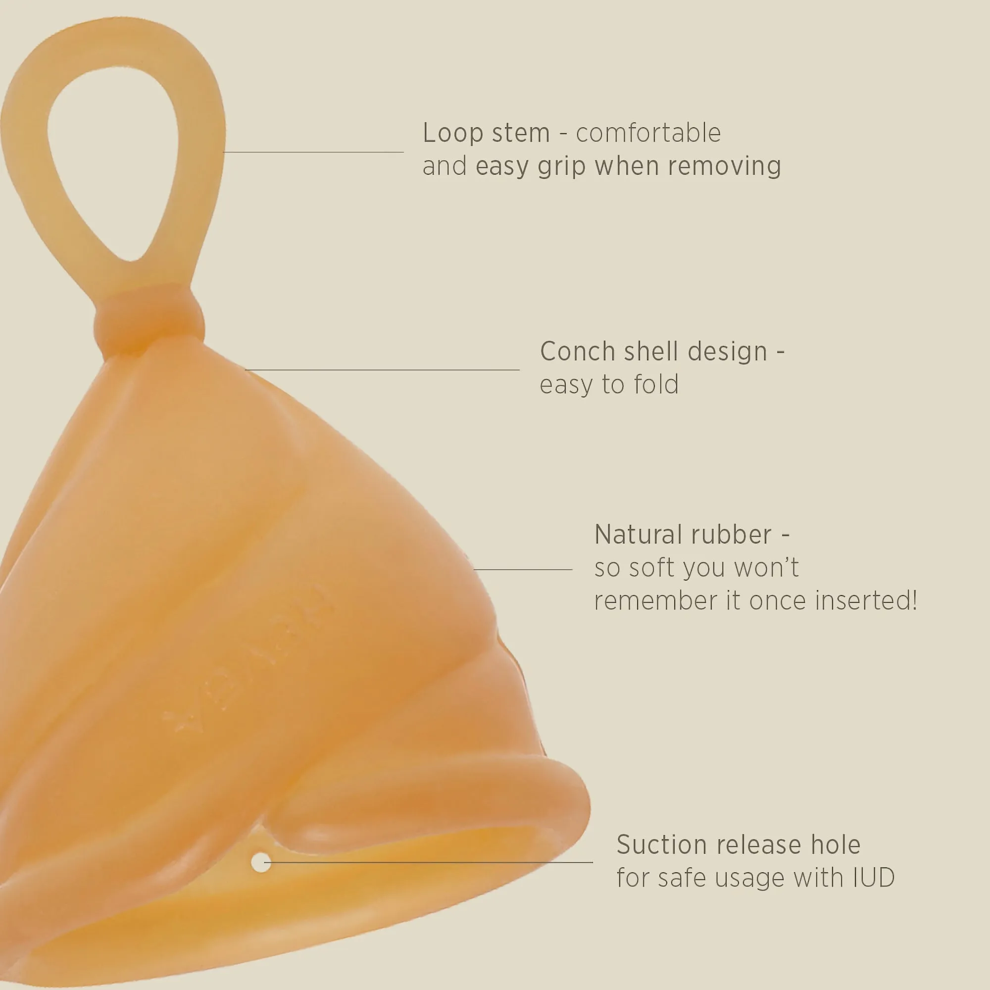 Hevea Loop Menstrual Cup, Natural