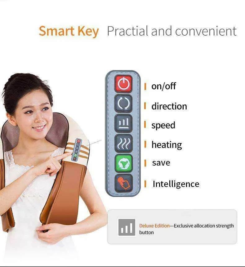 High Quality U Shape Electrical Shiatsu Heated Back Neck Shoulder Massager