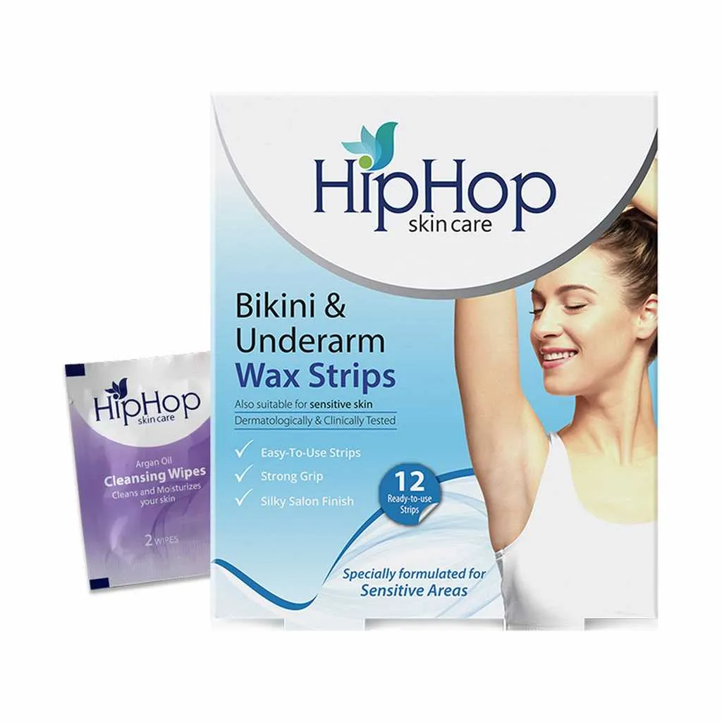 HipHop Blackhead Remover Nose Strips for Men (Activated Charcoal, 6 Strips)   Bikini & Underarm Wax Strips (Argan Oil, 12 Strips)