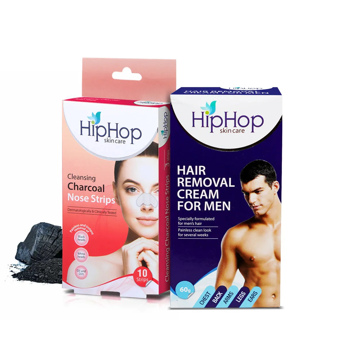 HipHop Blackhead Remover Nose Strips for Women (Activated Charcoal, 10 Strips)   Hair Removal Cream for Men (60gm)