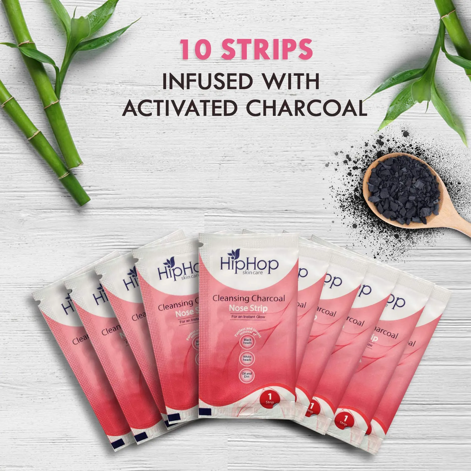 HipHop Blackhead Remover Nose Strips for Women (Activated Charcoal, 10 Strips)   Instant Nail Polish Remover Wipes (Argon Oil, 30 Wipes)