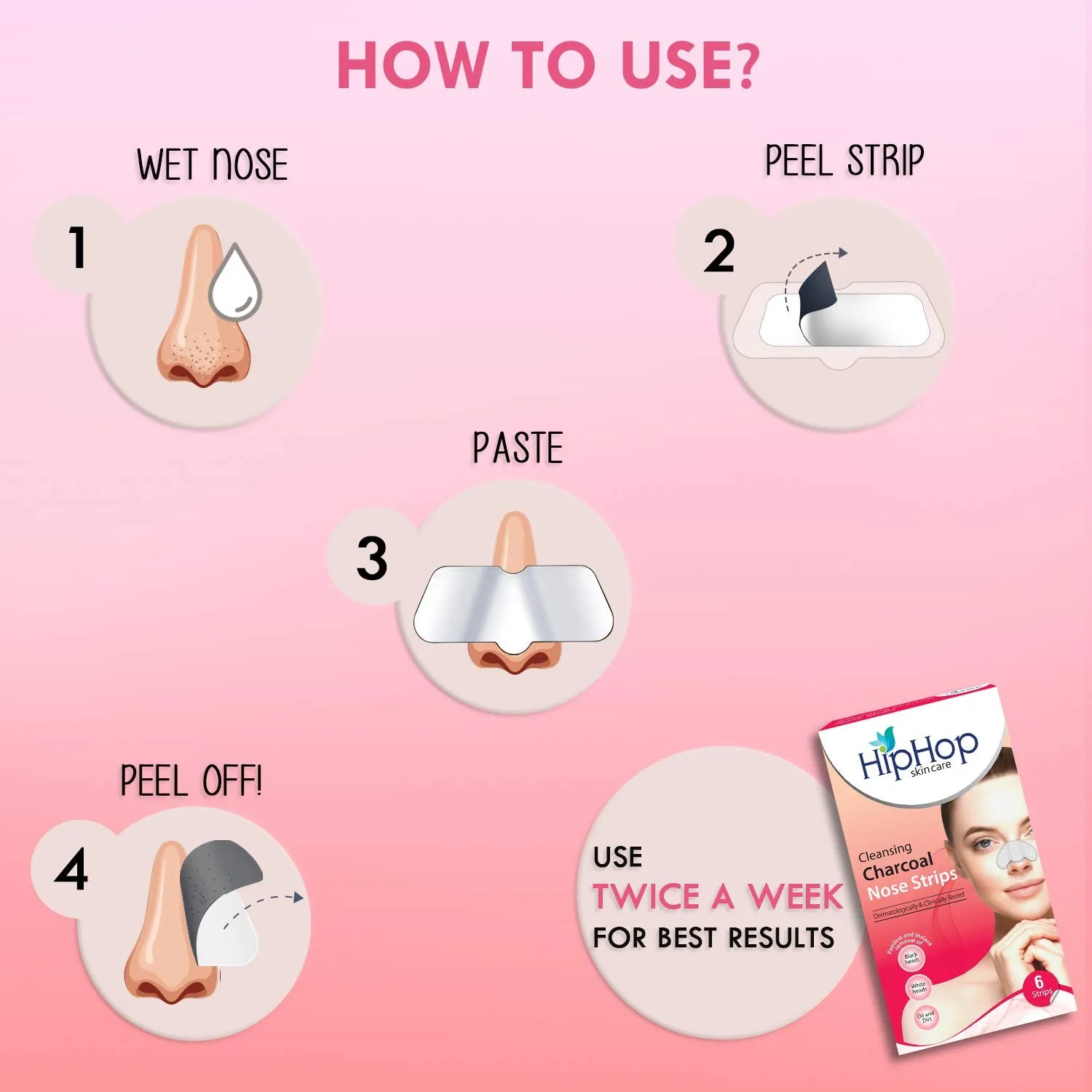 HipHop Blackhead Remover Nose Strips for Women (Activated Charcoal, 6 Strips)   Hair Removal Cream for Men (Aleo Vera, 100gm)