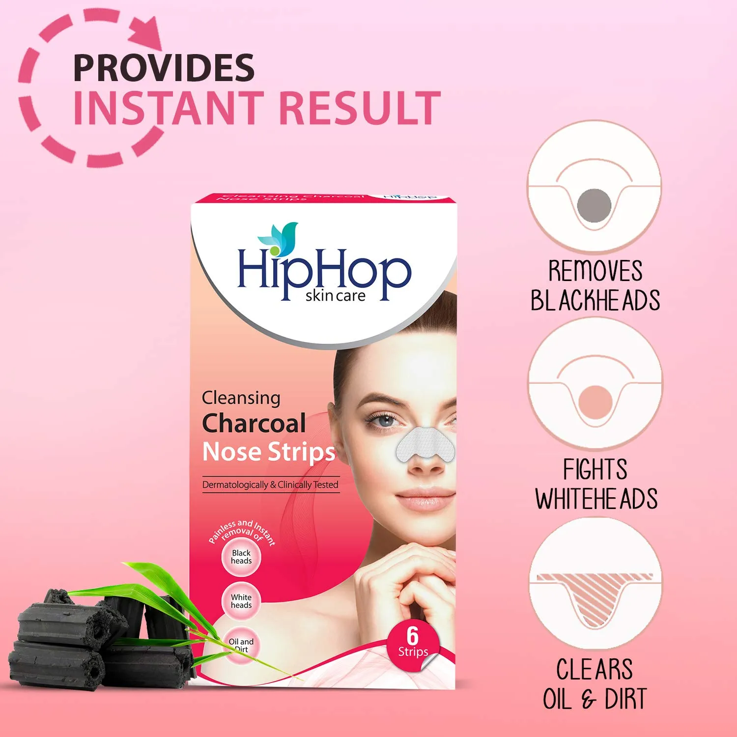 HipHop Blackhead Remover Nose Strips for Women (Activated Charcoal, 6 Strips)   Hair Removal Cream for Men (Aleo Vera, 100gm)