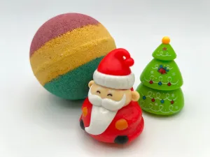 Holiday Kids Bath Bomb with Holiday Figure Pullback Racer Inside - Maroon/Gold/Green