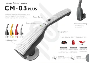 Homelec Cordless Body Massager-Cm03-Plus (White) Machine 700 GM