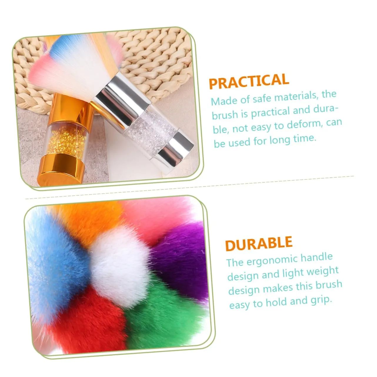 Housoutil 4 Pcs Nail Dust Blush Brush Duster Cleaning Brushes Makeup Brush Nail Cleaning Blusher Brush Cosmetic Pinceles Para Acrilico Loose Powder Beauty Makeup Tool Plastic Abs