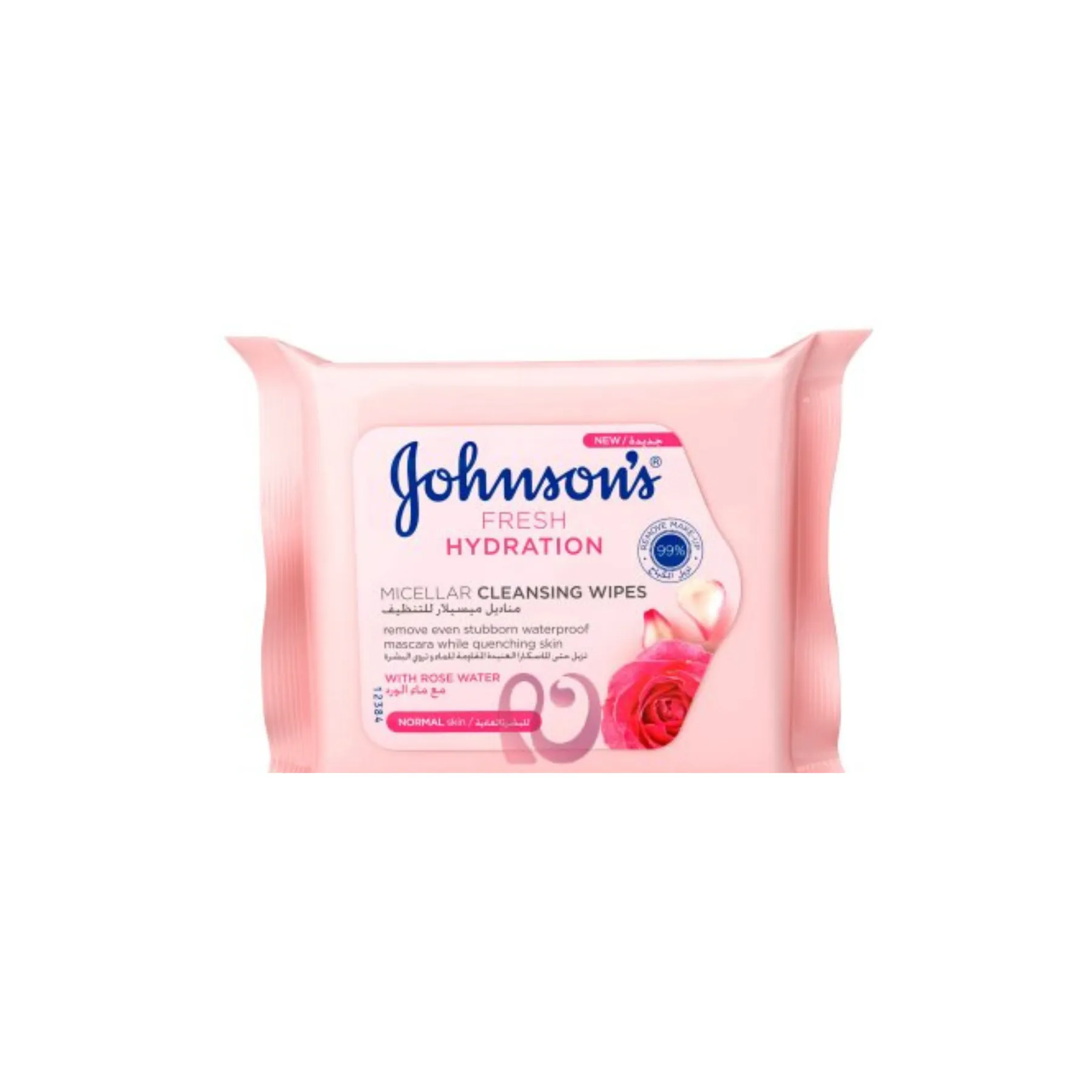 J&J Facial Wipes Micellar Cleansing Rose Water, 25s