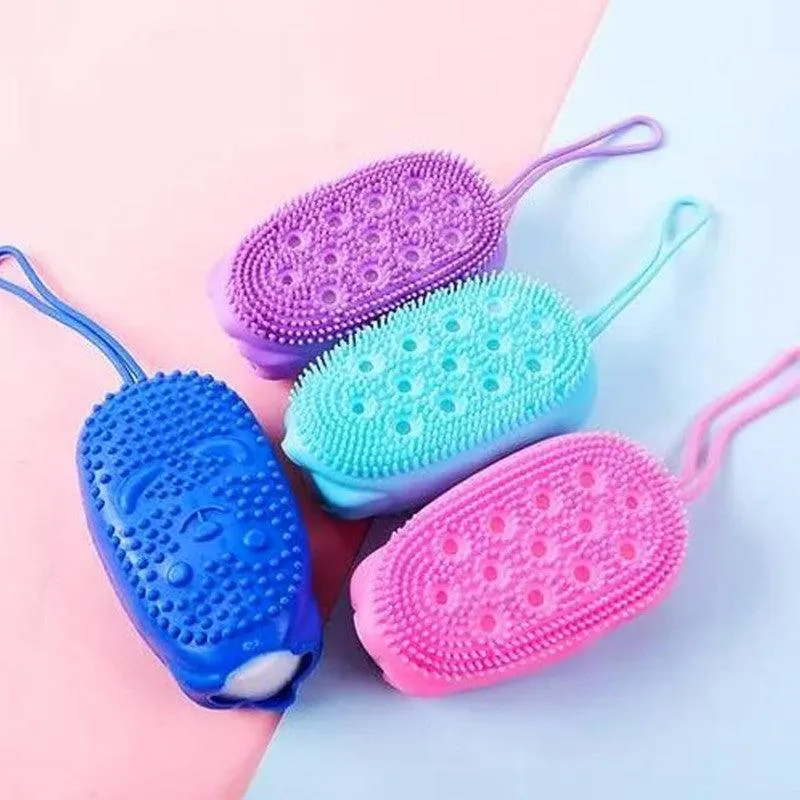 K Kudos Enterprise Multicolour Silicon Massage Bath Brush Hair Scalp & Bubble Bath Brush Shower Bath Brush Bathing Brush For Cleaning Body Silicone Bath Wash Scrubber Cleaner & Massager For Shampoo Soap