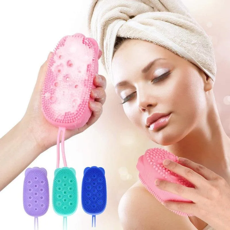 K Kudos Enterprise Multicolour Silicon Massage Bath Brush Hair Scalp & Bubble Bath Brush Shower Bath Brush Bathing Brush For Cleaning Body Silicone Bath Wash Scrubber Cleaner & Massager For Shampoo Soap