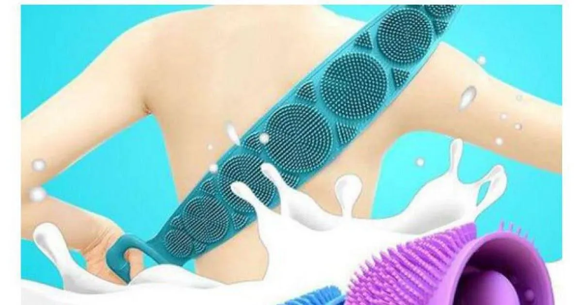 K Kudos Silicone Body Back Scrubber, Double Side Bathing Brush for Skin Deep Cleaning Massage, Dead Skin Removal