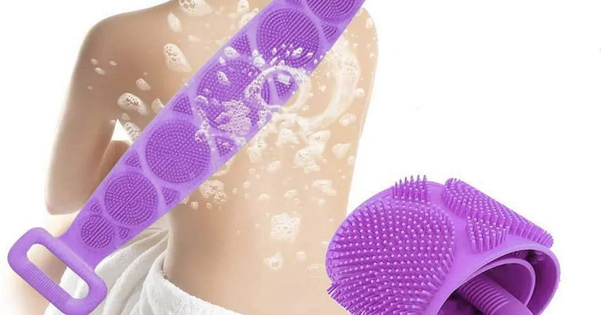 K Kudos Silicone Body Back Scrubber, Double Side Bathing Brush for Skin Deep Cleaning Massage, Dead Skin Removal