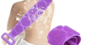 K Kudos Silicone Body Back Scrubber, Double Side Bathing Brush for Skin Deep Cleaning Massage, Dead Skin Removal
