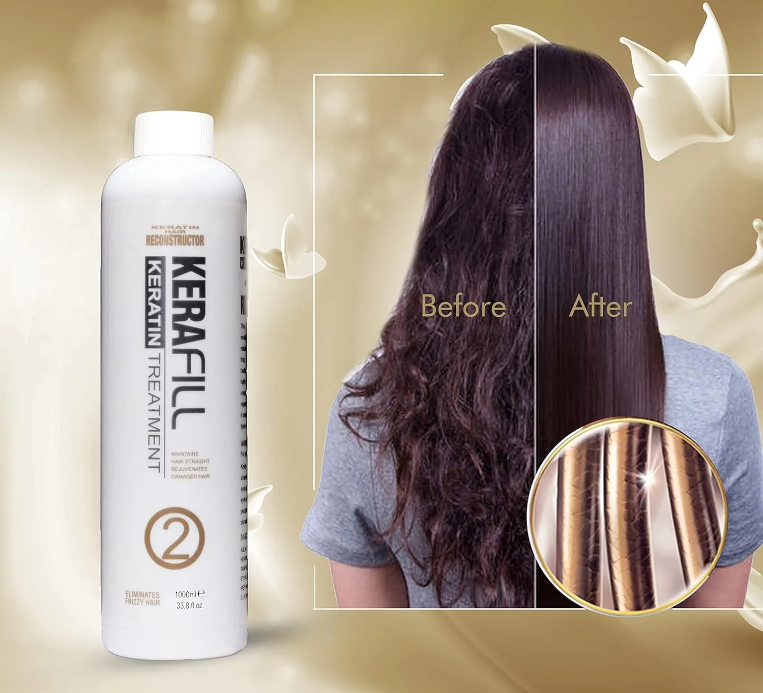 Kerafill Professional Keratin Hair Reconstructor Hair Straight & Repairs 280ml