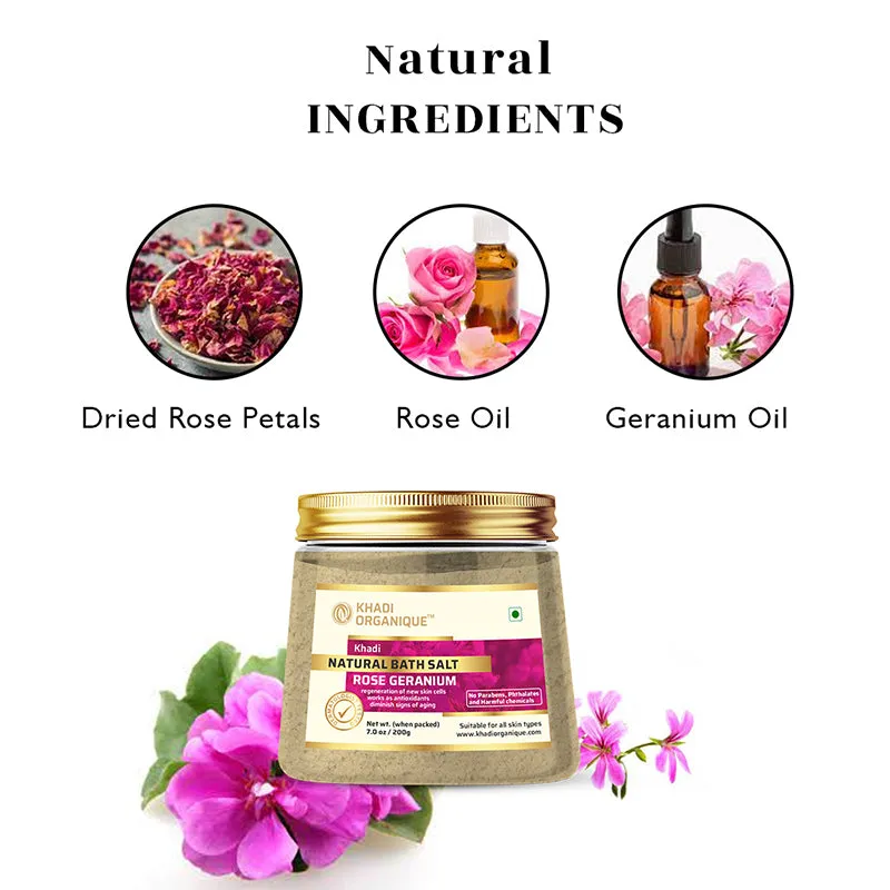 KHADI ORGANIQUE ROSE GERANIUM NATURAL BATH SALT