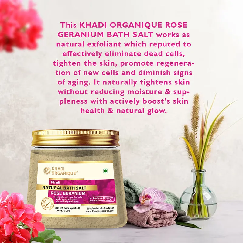 KHADI ORGANIQUE ROSE GERANIUM NATURAL BATH SALT