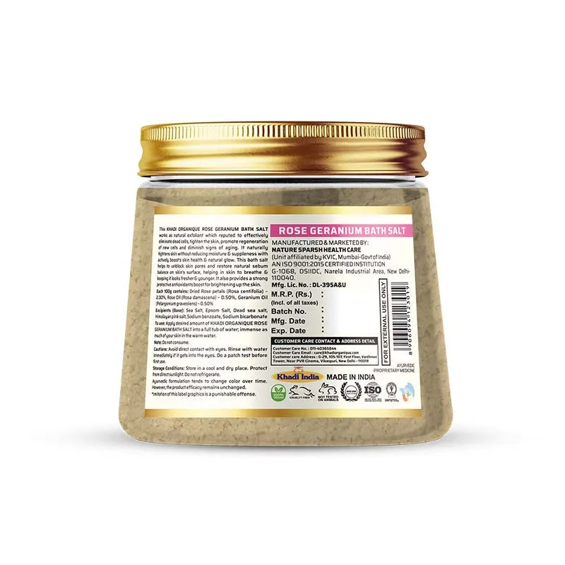 KHADI ORGANIQUE ROSE GERANIUM NATURAL BATH SALT