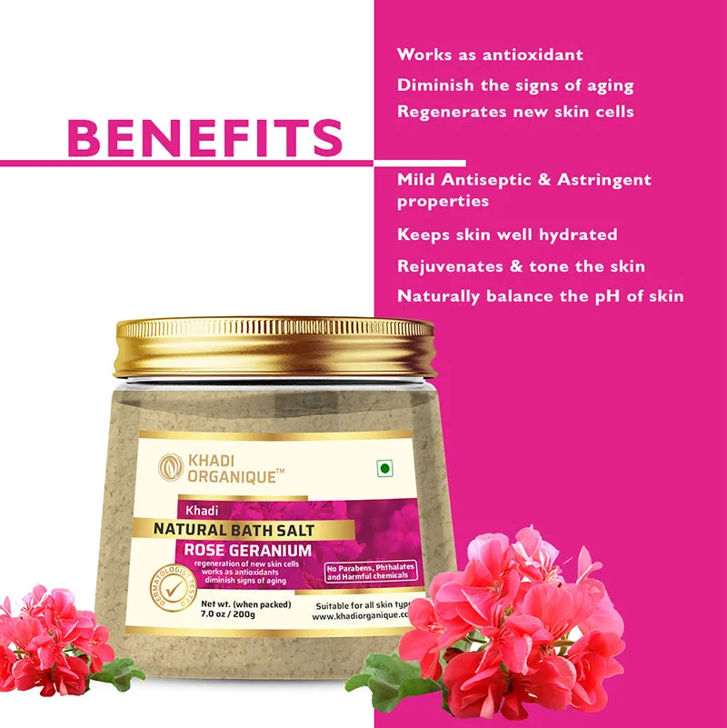 KHADI ORGANIQUE ROSE GERANIUM NATURAL BATH SALT