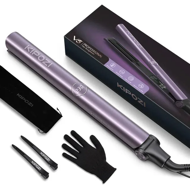 KIPOZI Flat Iron 2 In 1 Instant Heating Professional Hair Straightener with Digital Display