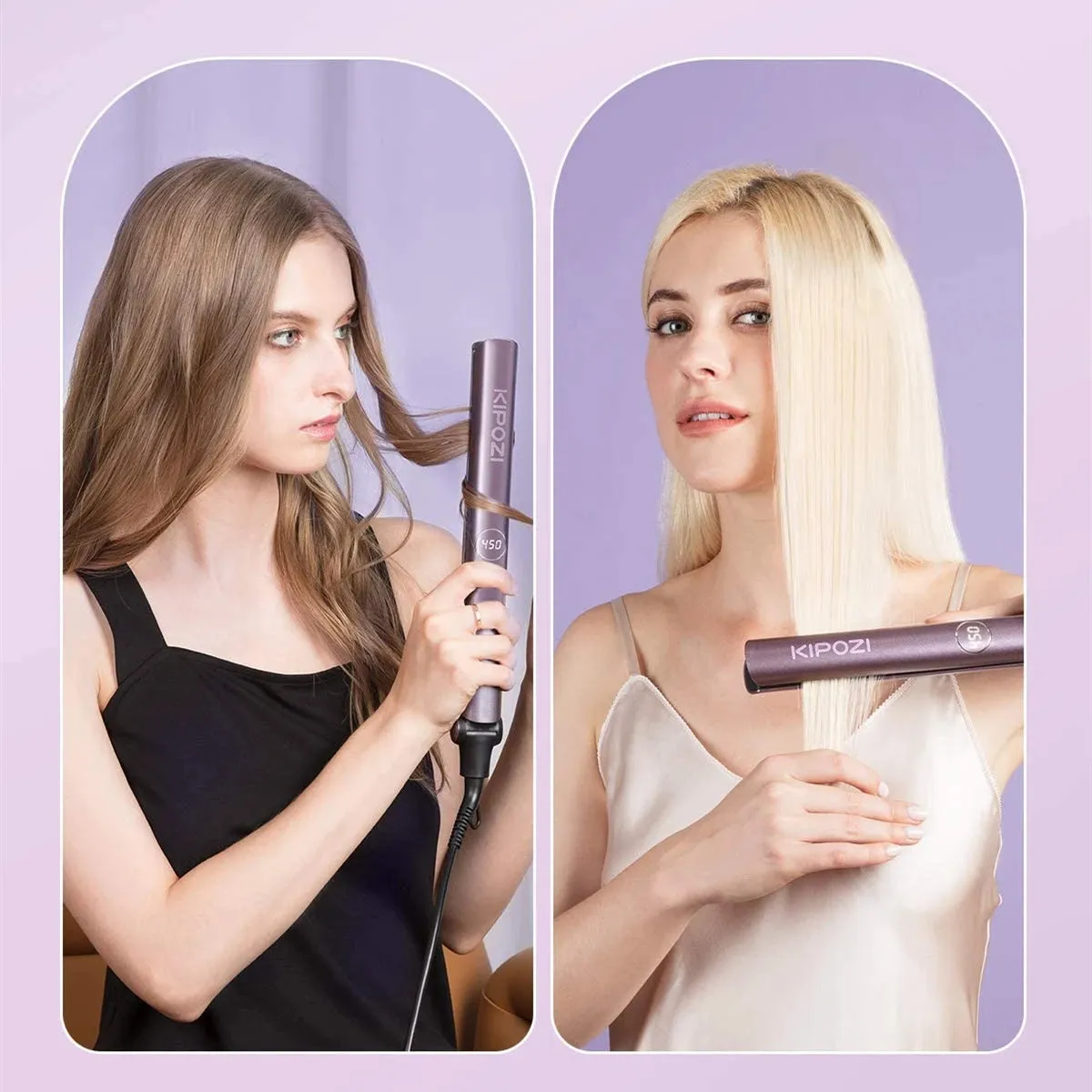 KIPOZI Flat Iron 2 In 1 Instant Heating Professional Hair Straightener with Digital Display