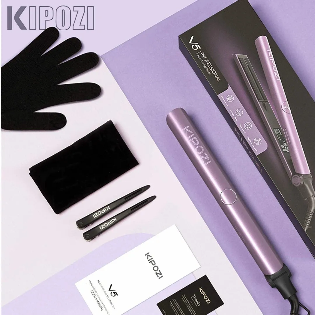 KIPOZI Flat Iron 2 In 1 Instant Heating Professional Hair Straightener with Digital Display