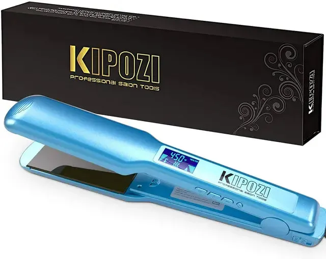 KIPOZI Professional Titanium Flat Iron Hair Straightener with Digital LCD Display