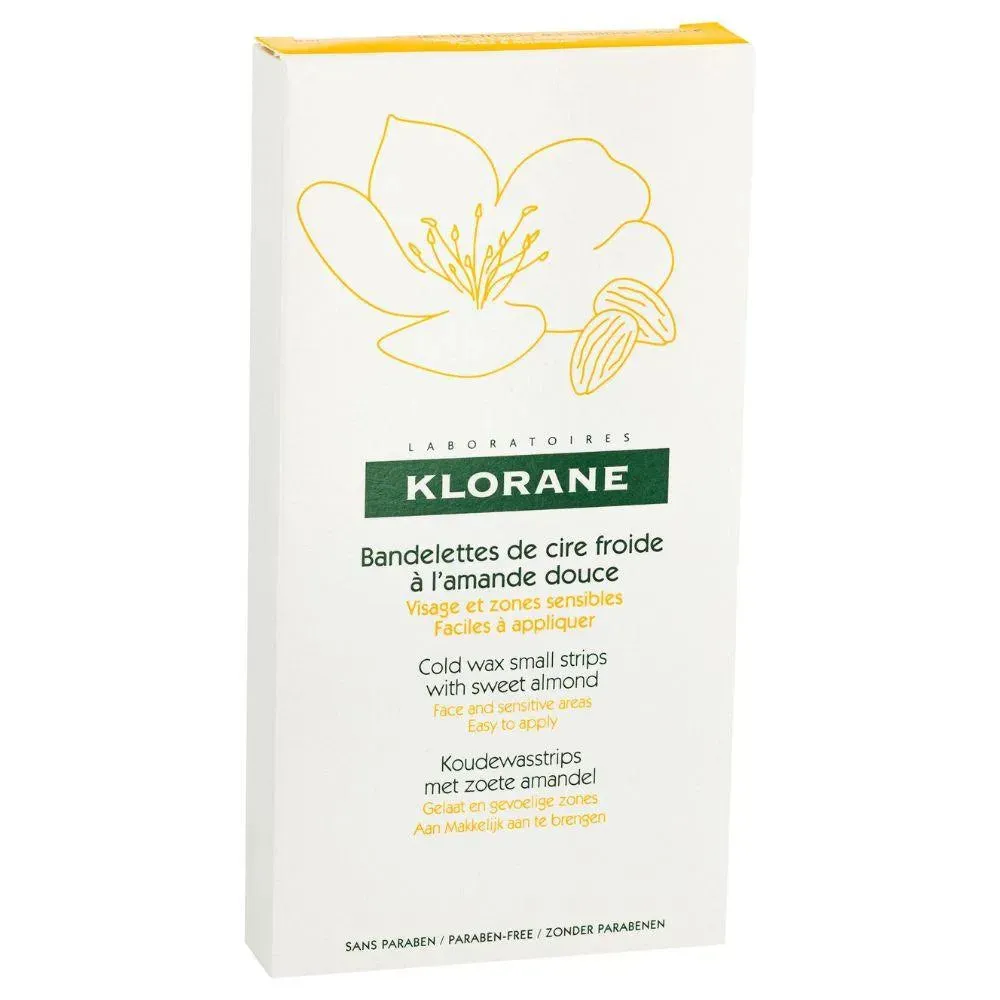 Klorane cold wax strips hair removal - face & sensitive areas
