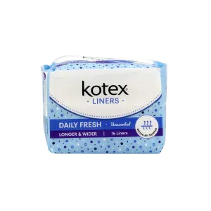 Kotex Fresh Liners Longer and Wider Unscented Panty Liners 16pcs