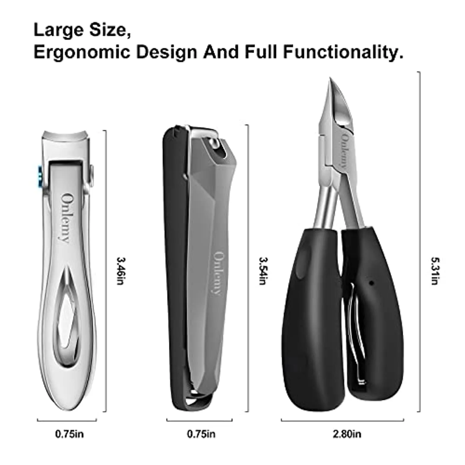Large Nail Clippers Set (5Pcs), Sharp Heavy Duty Toenail and Fingernail Clippers, Toenail Clippers for Thick Nails and Ingrown Toenail, Suitable for Adult Seniors Men Women