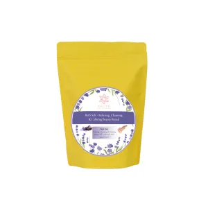 Lavender Bath Salt with Epsom Salts and Lavender Buds [500ml] - Relaxing, Cleansing & Calming Bathing Ritual