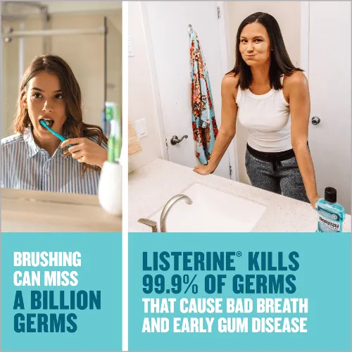 Listerine Cool Mint Daily Mouthwash for a cleaner fresher mouth than brushing alone, 1 Litre