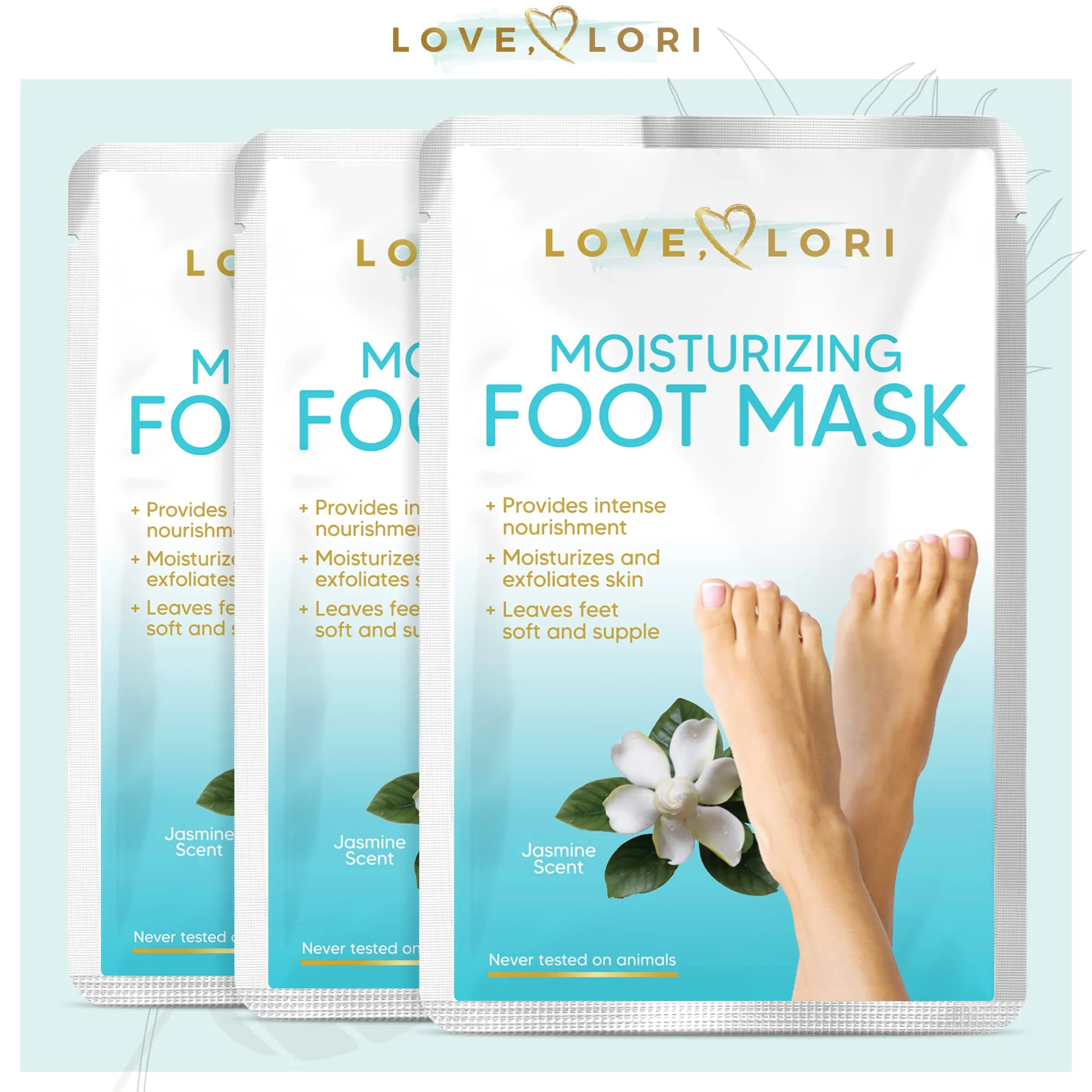 Love Lori, Foot Moisturizer Socks (3 Pack) - Foot Mask Moisturizing for Dry Cracked Feet & Heel - Feet Mask for Baby Feet - Foot Care for Women - Self Care Spa Gifts for Women