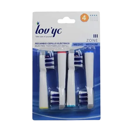 Lov'yc III Zone Toothbrush heads to Electric Toothbrush Medium - 4 PCS