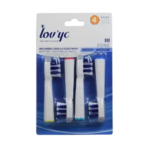 Lov'yc III Zone Toothbrush heads to Electric Toothbrush Medium - 4 PCS