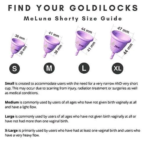 Low Cervix MeLuna Menstrual Cup (USA/FDA version) Stem, Shorty, SPORT