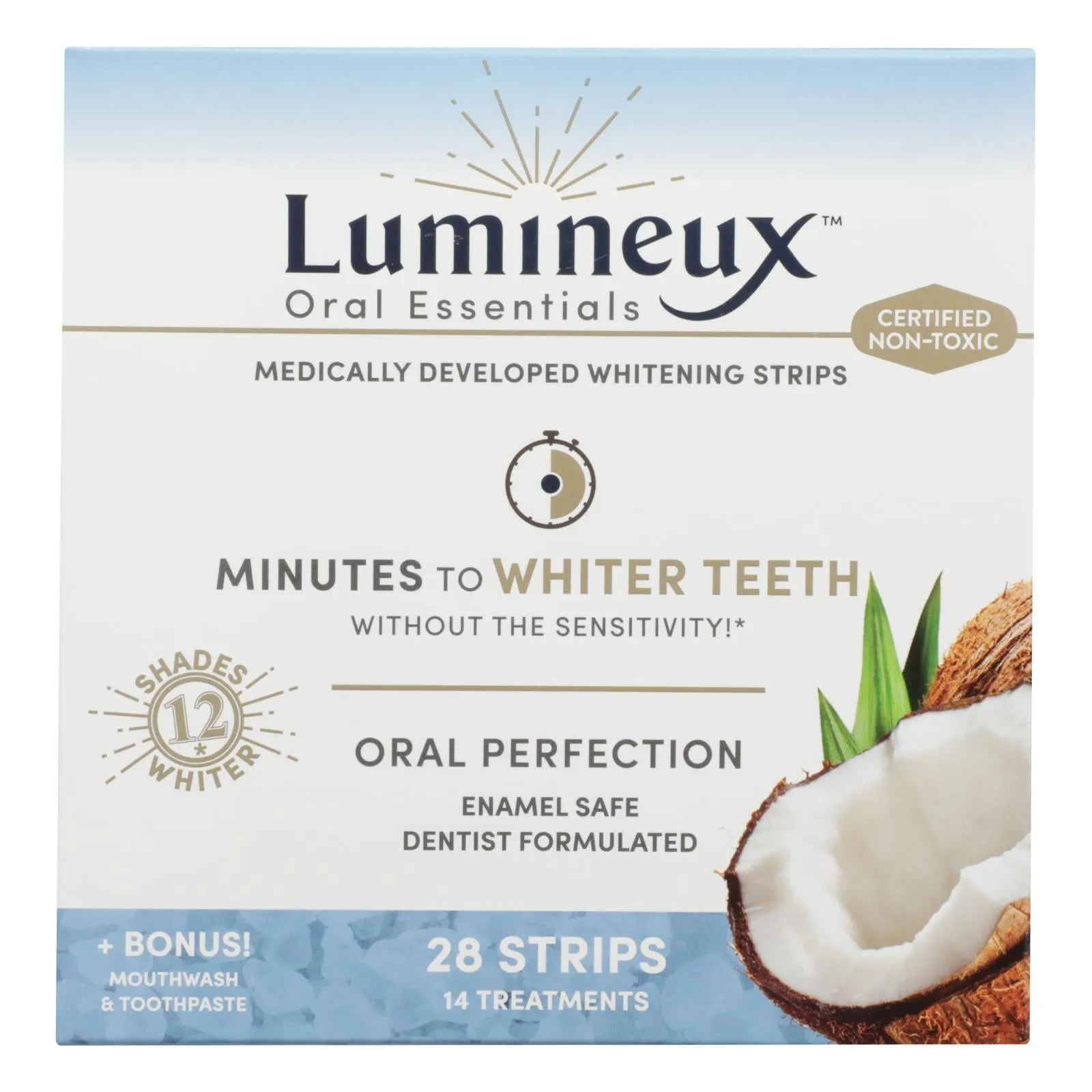 Lumineux Whitening Strips Oral Essentials, Certified Non-Toxic, 2x28 Strips   Mouthwash
