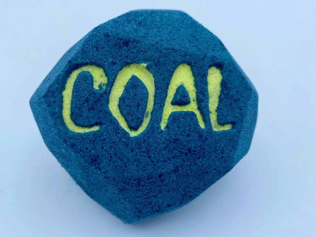 Lump of Coal Kids Bath Bomb with Grinch Minifigure Inside