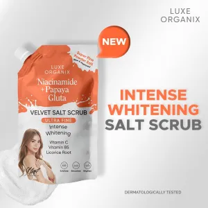 Luxe Organix Niacinamide   Papaya Gluta Velvet Salt Scrub 300g